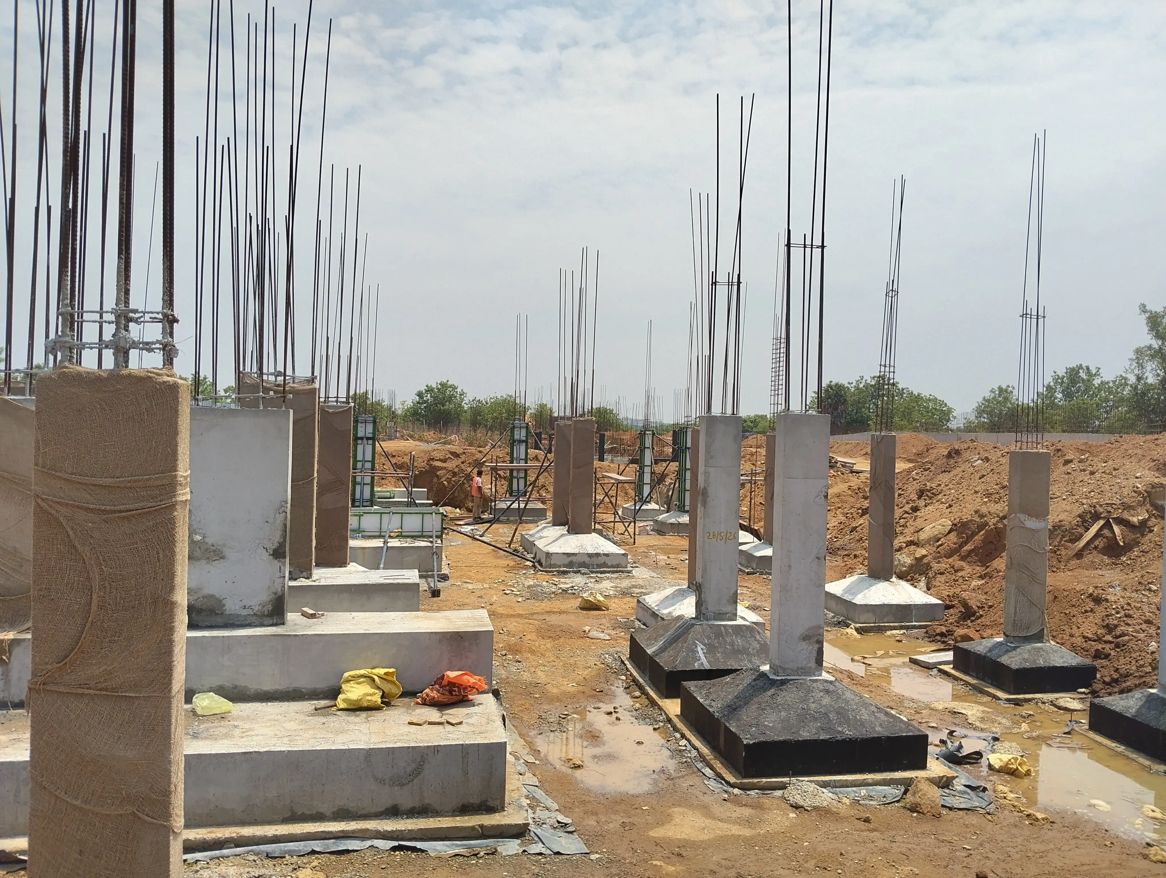 Completed column formwork installation